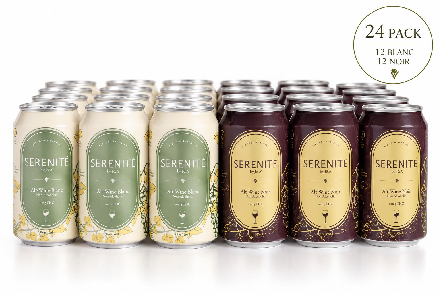 Serenité Combo Case with 12 Blanc cans and 12 Noir cans